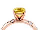 Rose gold Emerald Cut Solitaire Diamond Engagement Ring with Twisted Pave Band and Four-Prong Setting_4
