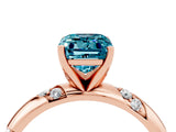 Rose gold Emerald Cut Solitaire Diamond Engagement Ring with Twisted Pave Band and Four-Prong Setting_4