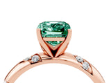 Rose gold Emerald Cut Solitaire Diamond Engagement Ring with Twisted Pave Band and Four-Prong Setting_4