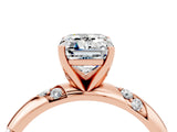 Rose gold Emerald Cut Solitaire Diamond Engagement Ring with Twisted Pave Band and Four-Prong Setting_4