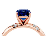 Rose gold Emerald Cut Solitaire Diamond Engagement Ring with Twisted Pave Band and Four-Prong Setting_4