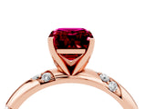 Rose gold Emerald Cut Solitaire Diamond Engagement Ring with Twisted Pave Band and Four-Prong Setting_4