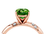 Rose gold Emerald Cut Solitaire Diamond Engagement Ring with Twisted Pave Band and Four-Prong Setting_4