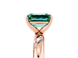 Rose gold Emerald Cut Solitaire Diamond Engagement Ring with Twisted Pave Band and Four-Prong Setting_5