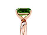 Rose gold Emerald Cut Solitaire Diamond Engagement Ring with Twisted Pave Band and Four-Prong Setting_5