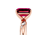 Rose gold Emerald Cut Solitaire Diamond Engagement Ring with Twisted Pave Band and Four-Prong Setting_5