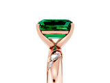 Rose gold Emerald Cut Solitaire Diamond Engagement Ring with Twisted Pave Band and Four-Prong Setting_5