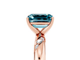 Rose gold Emerald Cut Solitaire Diamond Engagement Ring with Twisted Pave Band and Four-Prong Setting_5