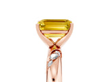 Rose gold Emerald Cut Solitaire Diamond Engagement Ring with Twisted Pave Band and Four-Prong Setting_5