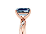 Rose gold Emerald Cut Solitaire Diamond Engagement Ring with Twisted Pave Band and Four-Prong Setting_5