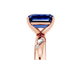Rose gold Emerald Cut Solitaire Diamond Engagement Ring with Twisted Pave Band and Four-Prong Setting_5