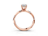 Rose gold Emerald Cut Solitaire Diamond Engagement Ring with Twisted Pave Band and Four-Prong Setting_6