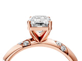 Rose gold Emerald Cut Solitaire Diamond Engagement Ring with Twisted Pave Band and Four-Prong Setting_7