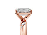Rose gold Emerald Cut Solitaire Diamond Engagement Ring with Twisted Pave Band and Four-Prong Setting_8