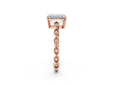 Rose gold Emerald Cut Solitaire Diamond Ring with Infinity Twist Band and Four-Prong Setting_15