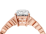 Rose gold Emerald Cut Solitaire Diamond Ring with Infinity Twist Band and Four-Prong Setting_17