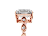 Rose gold Emerald Cut Solitaire Diamond Ring with Infinity Twist Band and Four-Prong Setting_18