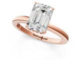 Rose gold Emerald Cut Solitaire Diamond Ring with Prong Setting and Plain Band_4