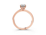 Rose gold Emerald Cut Solitaire Diamond Ring with Prong Setting and Plain Band_6