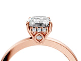 Rose gold Emerald Cut Solitaire Diamond Ring with Prong Setting and Plain Band_7