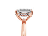 Rose gold Emerald Cut Solitaire Diamond Ring with Prong Setting and Plain Band_8