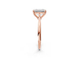 Rose gold Emerald Cut Solitaire Diamond Ring with Six-Prong Setting and Classic Band_14