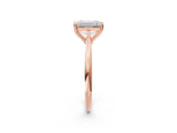 Rose gold Emerald Cut Solitaire Diamond Ring with Six-Prong Setting and Classic Band_5