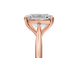 Rose gold Emerald Cut Solitaire Diamond Ring with Six-Prong Setting and Classic Band_8