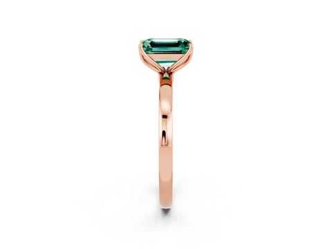 Rose gold Emerald Cut Solitaire Diamond Ring with Thin Band and Four-Prong Setting_2