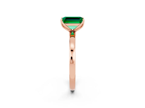 Rose gold Emerald Cut Solitaire Diamond Ring with Thin Band and Four-Prong Setting_2