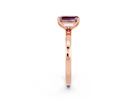 Rose gold Emerald Cut Solitaire Diamond Ring with Thin Band and Four-Prong Setting_2
