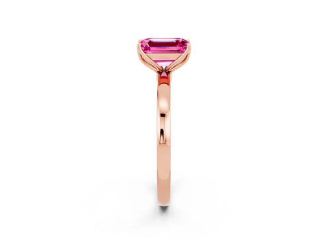 Rose gold Emerald Cut Solitaire Diamond Ring with Thin Band and Four-Prong Setting_2
