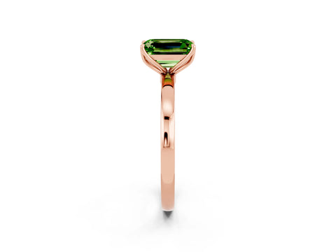 Rose gold Emerald Cut Solitaire Diamond Ring with Thin Band and Four-Prong Setting_2