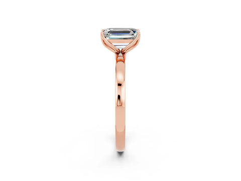 Rose gold Emerald Cut Solitaire Diamond Ring with Thin Band and Four-Prong Setting_2