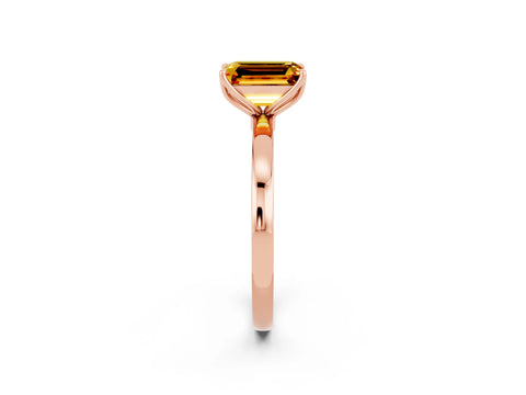 Rose gold Emerald Cut Solitaire Diamond Ring with Thin Band and Four-Prong Setting_2