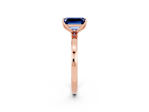 Rose gold Emerald Cut Solitaire Diamond Ring with Thin Band and Four-Prong Setting_2