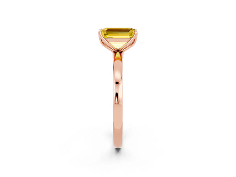 Rose gold Emerald Cut Solitaire Diamond Ring with Thin Band and Four-Prong Setting_2