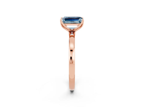 Rose gold Emerald Cut Solitaire Diamond Ring with Thin Band and Four-Prong Setting_2