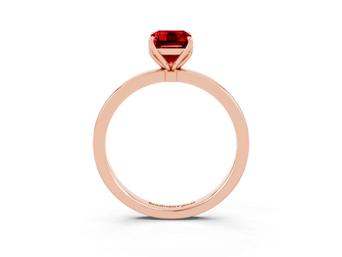 Rose gold Emerald Cut Solitaire Diamond Ring with Thin Band and Four-Prong Setting_3