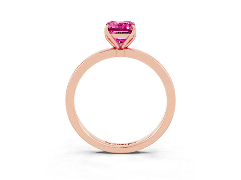 Rose gold Emerald Cut Solitaire Diamond Ring with Thin Band and Four-Prong Setting_3