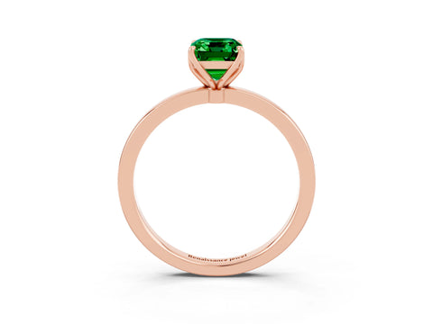 Rose gold Emerald Cut Solitaire Diamond Ring with Thin Band and Four-Prong Setting_3