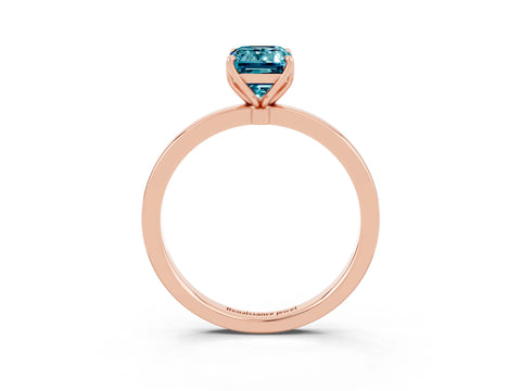 Rose gold Emerald Cut Solitaire Diamond Ring with Thin Band and Four-Prong Setting_3