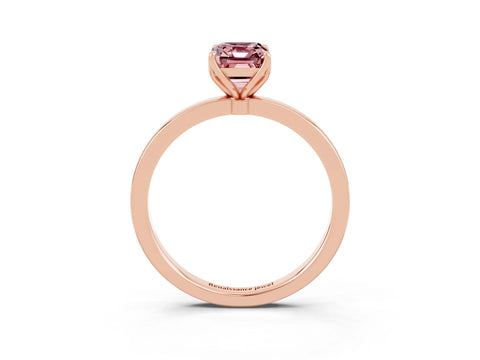 Rose gold Emerald Cut Solitaire Diamond Ring with Thin Band and Four-Prong Setting_3