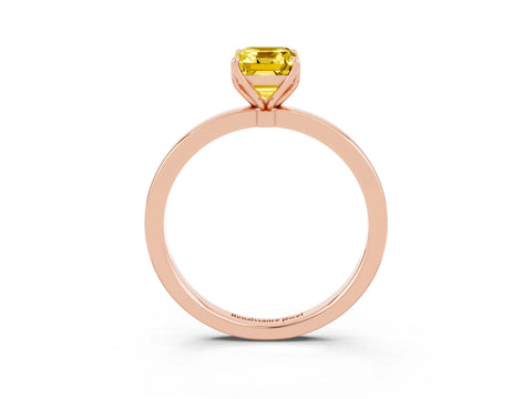Rose gold Emerald Cut Solitaire Diamond Ring with Thin Band and Four-Prong Setting_3