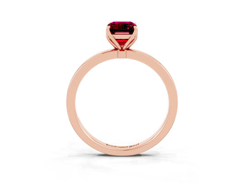 Rose gold Emerald Cut Solitaire Diamond Ring with Thin Band and Four-Prong Setting_3