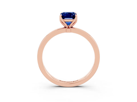 Rose gold Emerald Cut Solitaire Diamond Ring with Thin Band and Four-Prong Setting_3