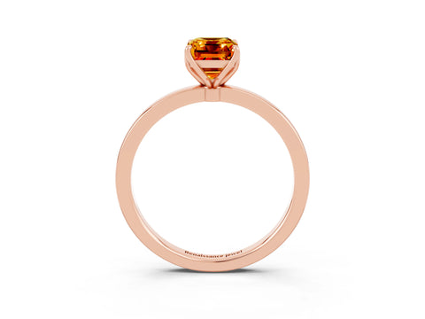 Rose gold Emerald Cut Solitaire Diamond Ring with Thin Band and Four-Prong Setting_3