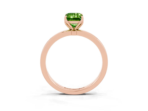 Rose gold Emerald Cut Solitaire Diamond Ring with Thin Band and Four-Prong Setting_3