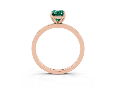 Rose gold Emerald Cut Solitaire Diamond Ring with Thin Band and Four-Prong Setting_3