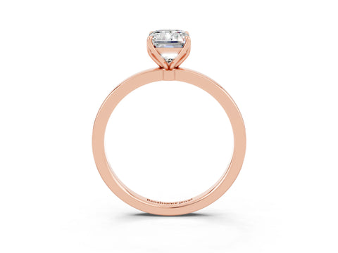 Rose gold Emerald Cut Solitaire Diamond Ring with Thin Band and Four-Prong Setting_3